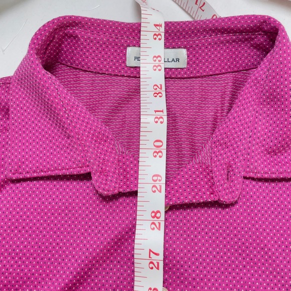 Peter Millar Polo Shirt Men L Purple Casual Preppy Cotton Polka Dots Golf - Picture 7 of 8